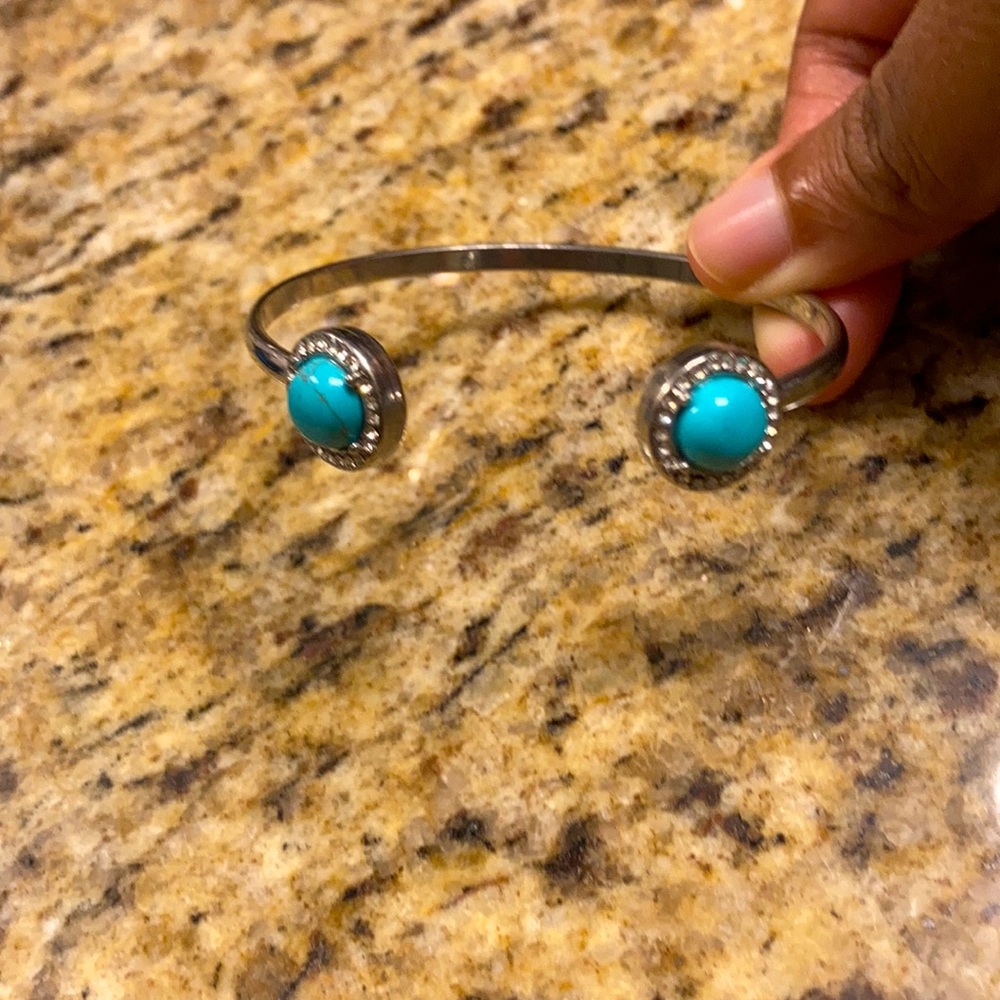 Aqua and rhinestone bracelet